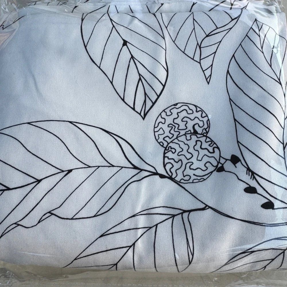 IKEA Fabric 60x120 White Black Maria Astrom 2004 Botanical Leaf Canvas 3.3Yd